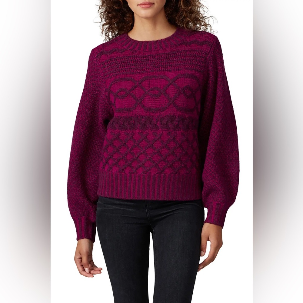 Parker Chico Sweater Purple Pink Fuchsia Chunky Knit L Large